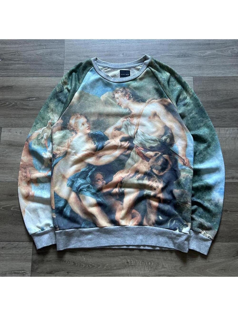 Zara Man multicoloured art painting sweatshirt Size L